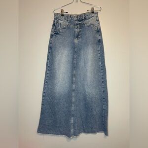 We The Free Blue Denim Maxi Skirt